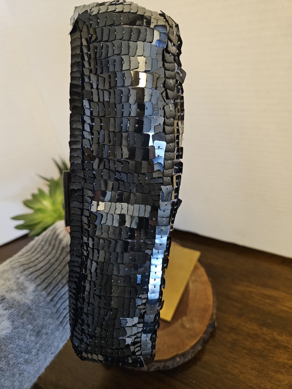 Valerie Stevens Sequin Baguette Blue Silver Buckle Formal Bag - Picture 6 of 6